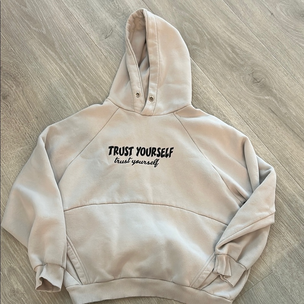 Tan and Black Casual Hoodie Sweatshirt